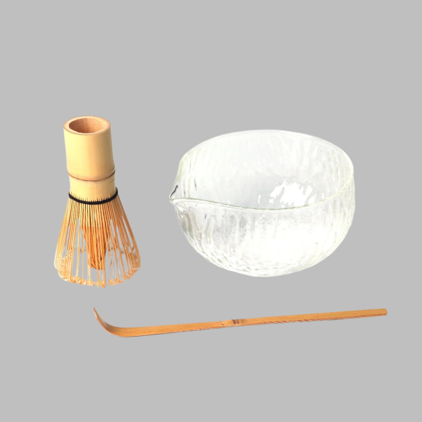 Matcha Tea Set - Glass Bowl with Whisk and Scoop