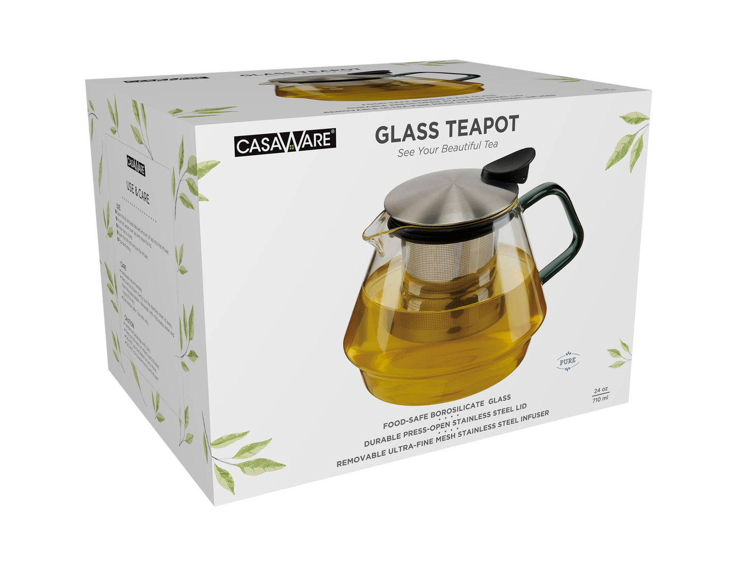 Teapot - Pure Glass W/ Black Handle
