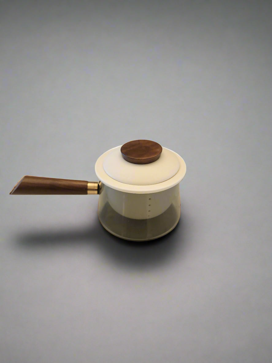 Wall-mounted lamp with wooden accents on a textured wall