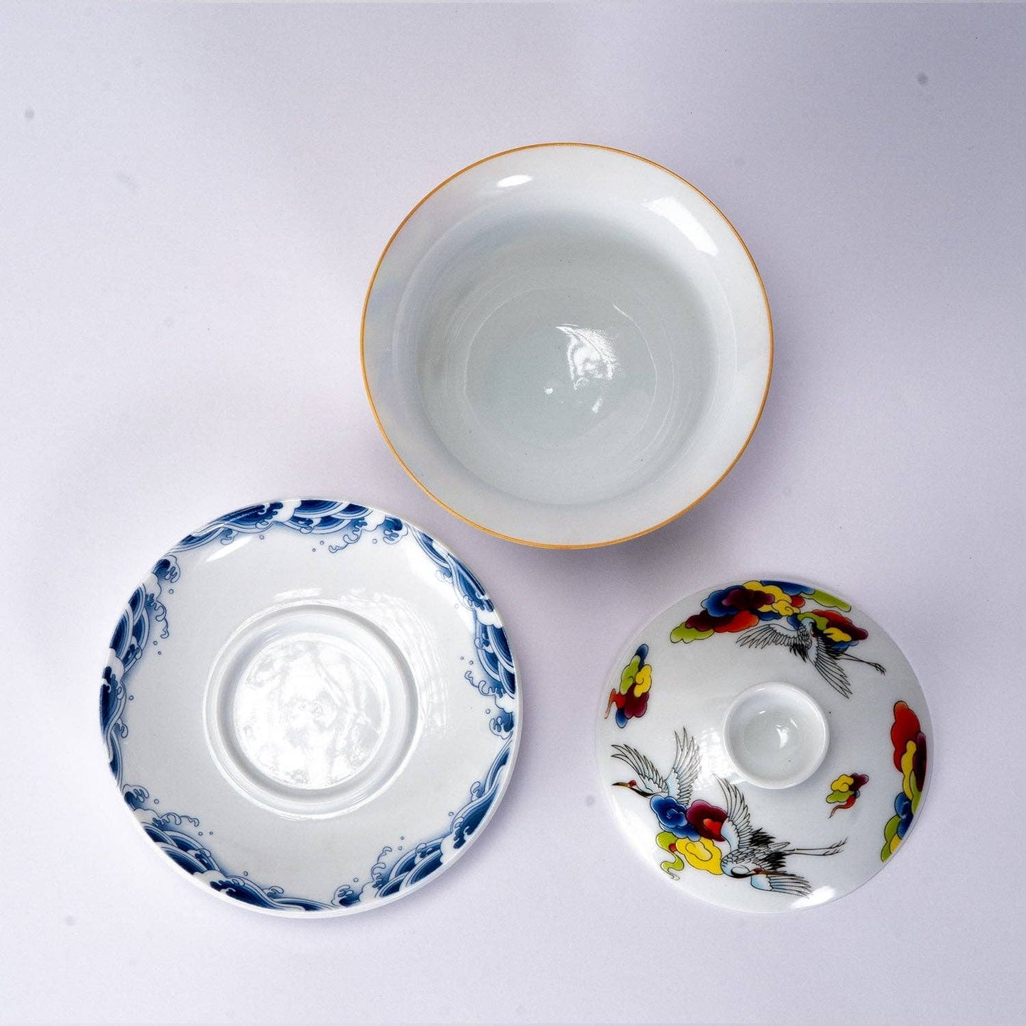 Gaiwan - Tea Brewing Cup with Lid Japanese Crane 5 fl oz (150 ml)