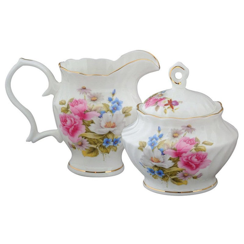 Creamer and Sugar Bowl Set - Rose Garden