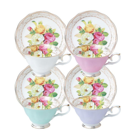 Tea Cup and Saucer Set-Rose Bouquet
