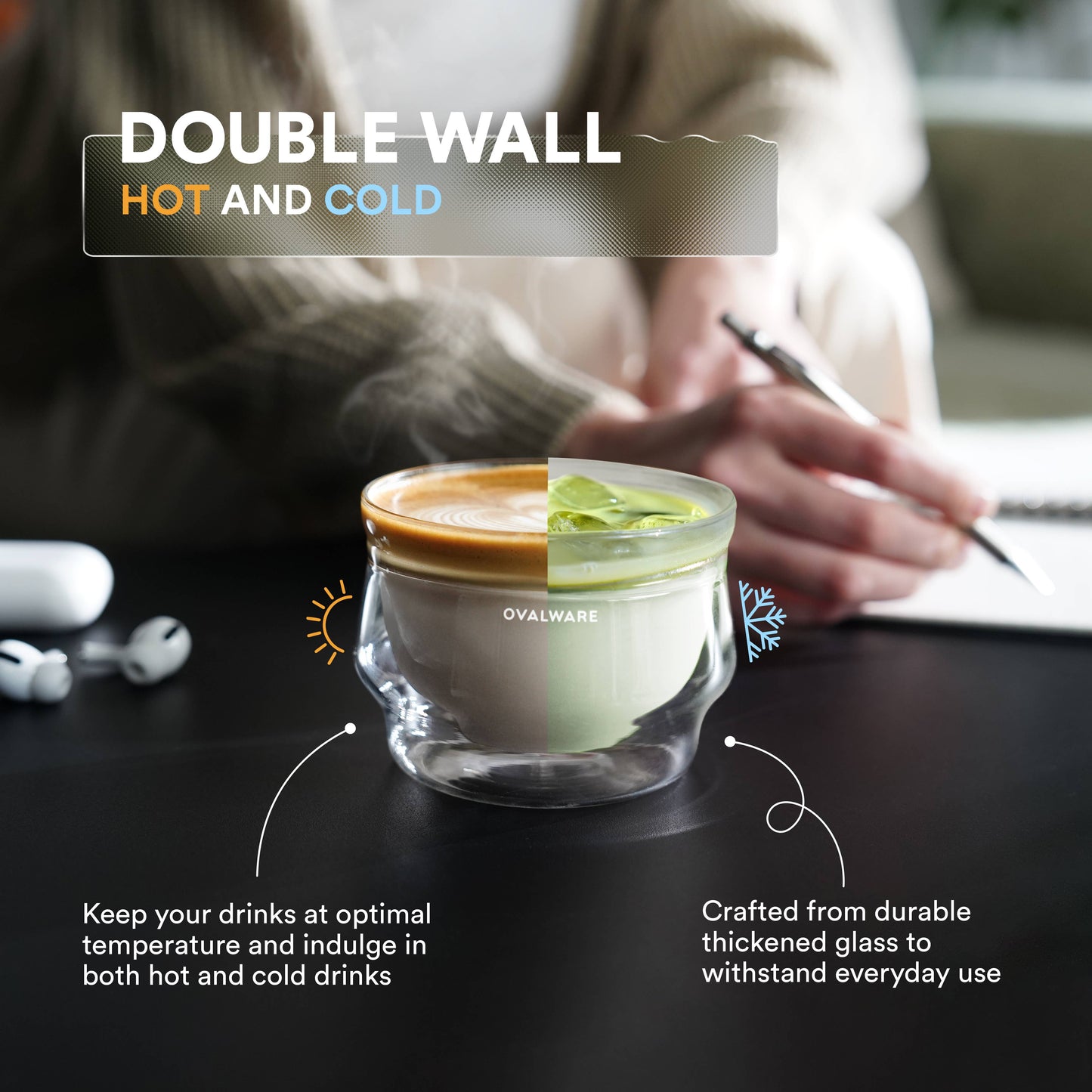 Cup - Double Wall Latte Master  | Frost White  250mL ( 8.5oz) Set of 2