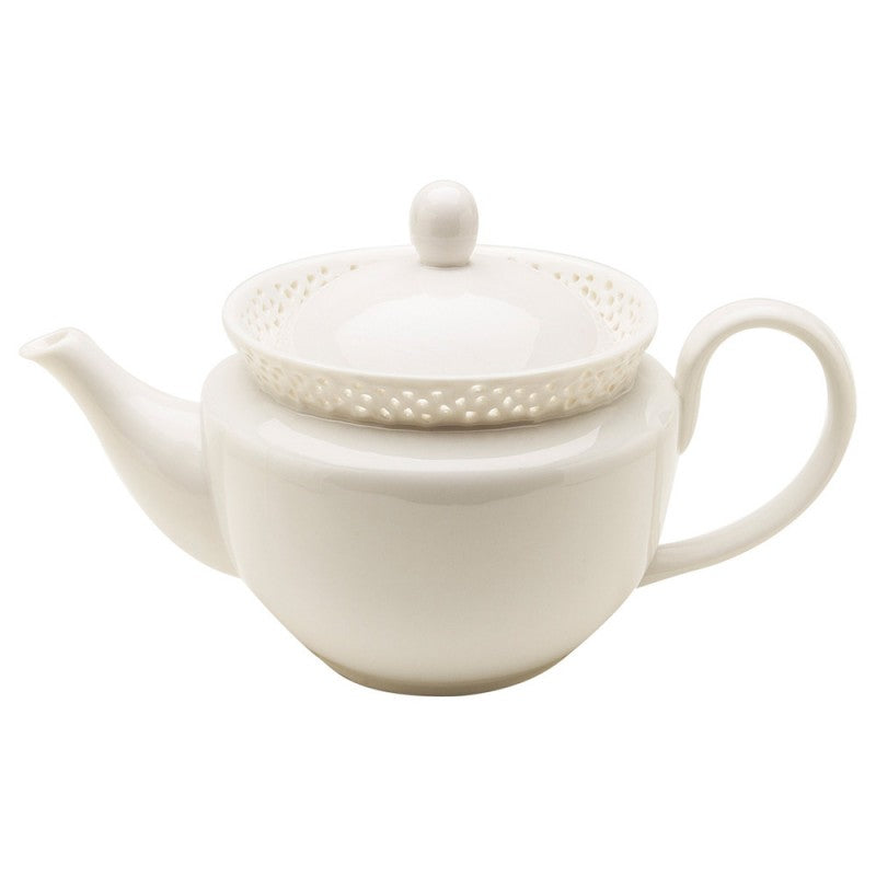 Teapot - White Pierced Rose 30oz