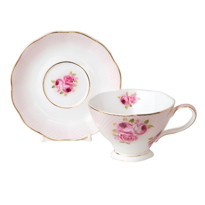 Tea Cup and Saucer Set - Pink Rose – Point Loma Tea