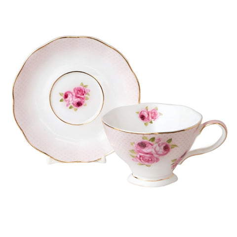 Tea Cup and Saucer Set - Pink Rose