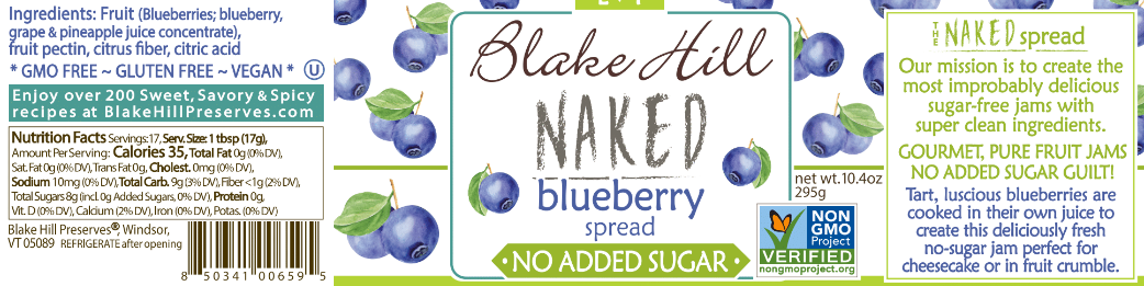 Spread - Naked Blueberry No Added Sugar 10.4oz