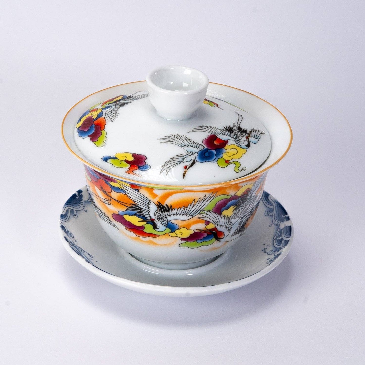 Gaiwan - Tea Brewing Cup with Lid Japanese Crane 5 fl oz (150 ml)