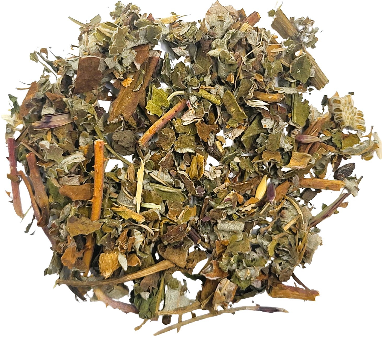 close-up of dried red raspberry leaves for tea