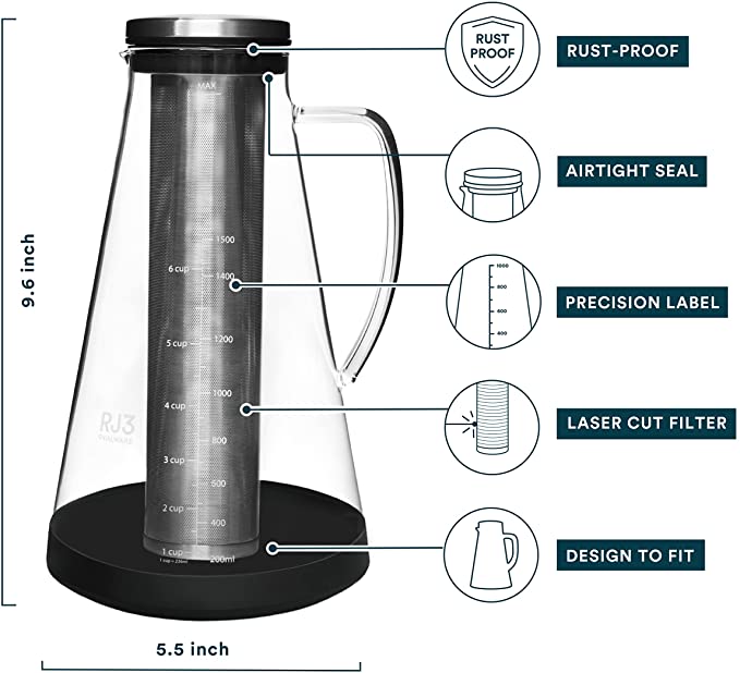 Brew In Tea Maker-Ovalware RJ3 Iced Tea Brewing Glass Carafe