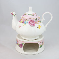 Teapot  - Rose Butterfly with Warmer