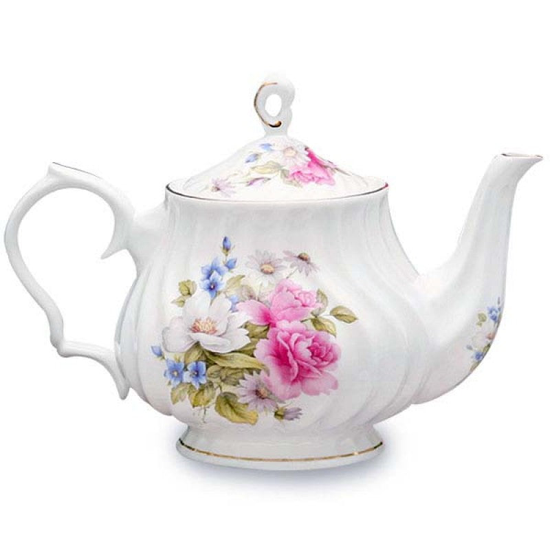 Teapot- Rose Themed Bone China-40oz