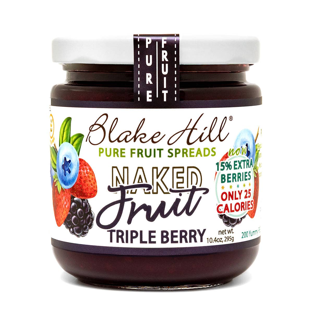 Naked Triple Berry Jam with strawberry, blackberry and blueberry fruit