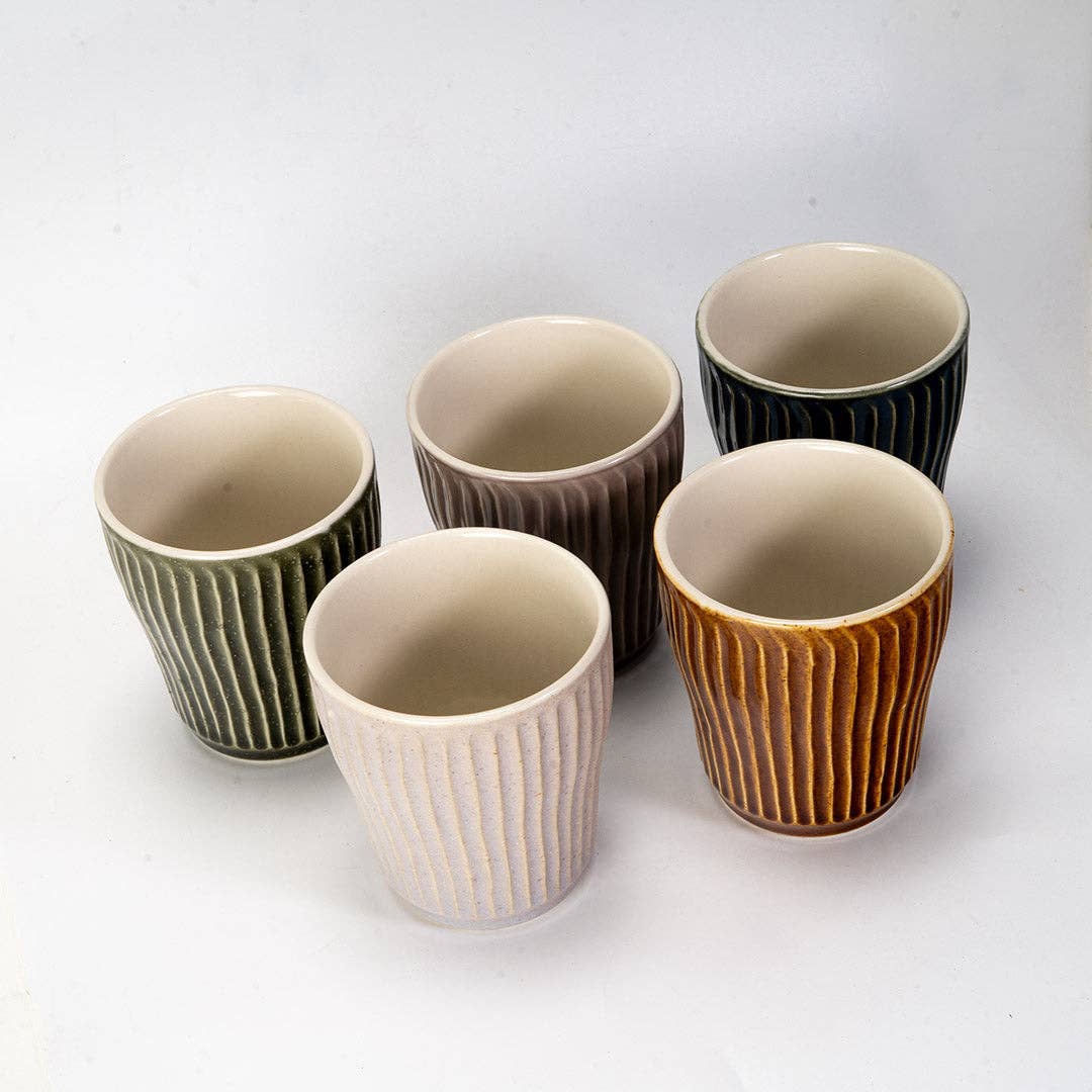 Tea Cup - Ribbed Stoneware 10oz