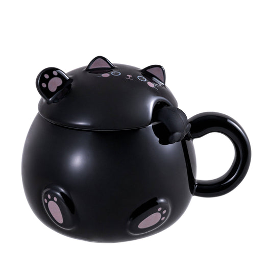 Mug - Whimsy Cat 15oz With Lid and Spoon