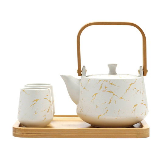 Teaset - White Marble Glazed Tea Set 22 oz