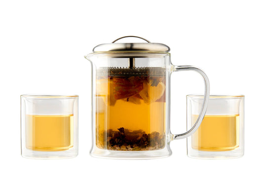 Teaset - 3pc Double Wall Tea Strainer & Cup Set