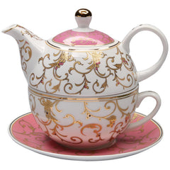 Tea For One Set with Gold Scroll