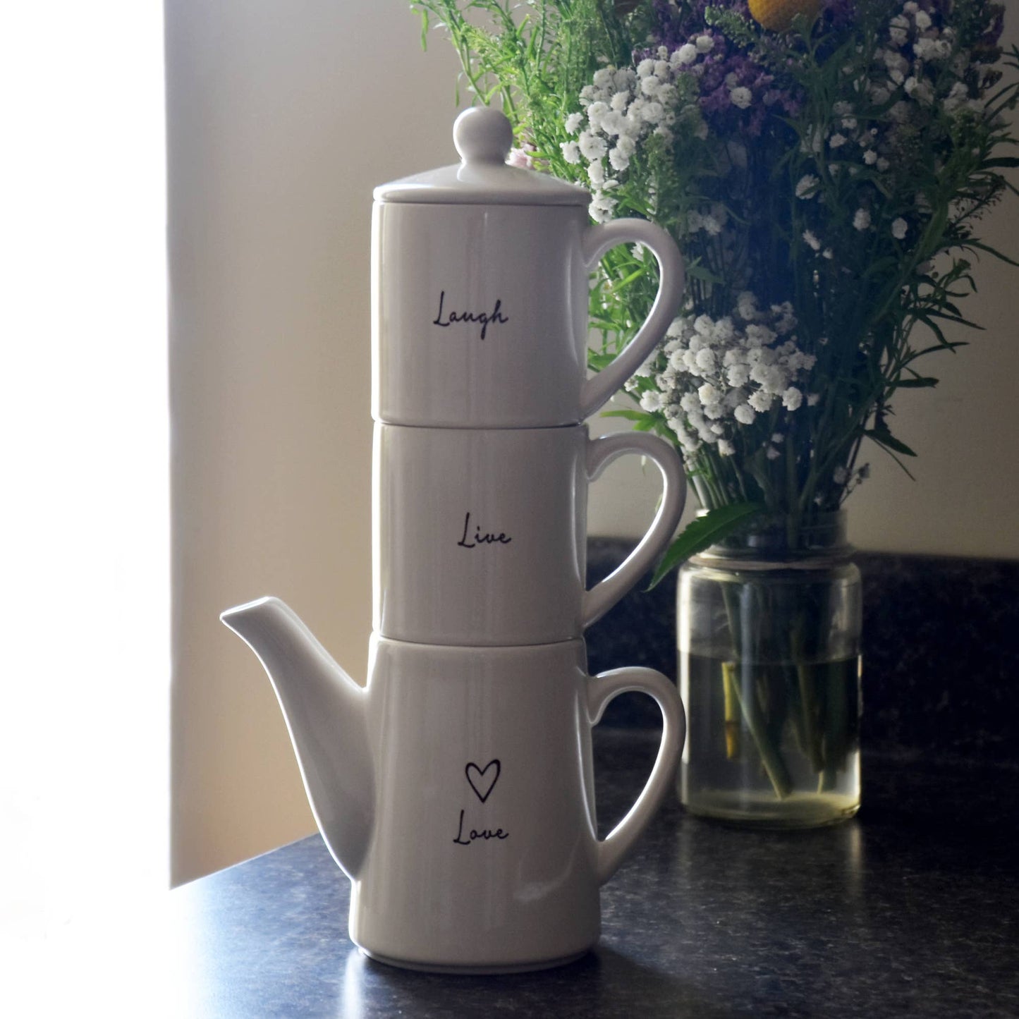 Tea Set - Live, Laugh, Love Stacking Tea for Two