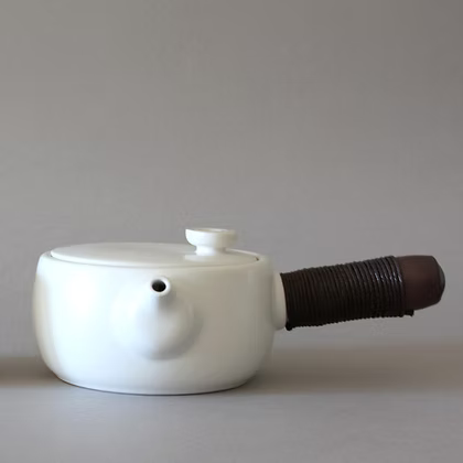 Tea Set - Kyusu  Side-Handle Ceramic Pot with Two Cups