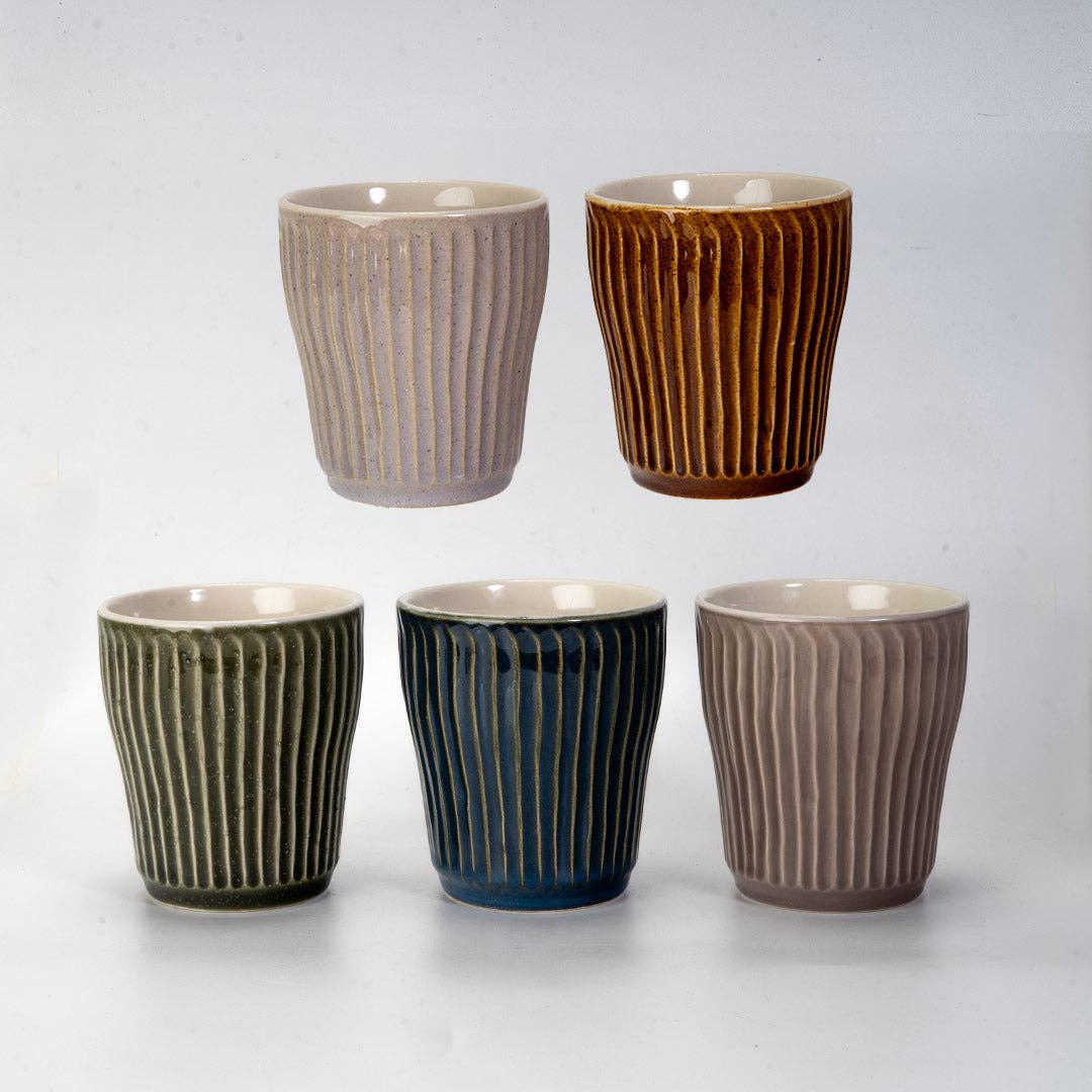 Tea Cup - Ribbed Stoneware 10oz