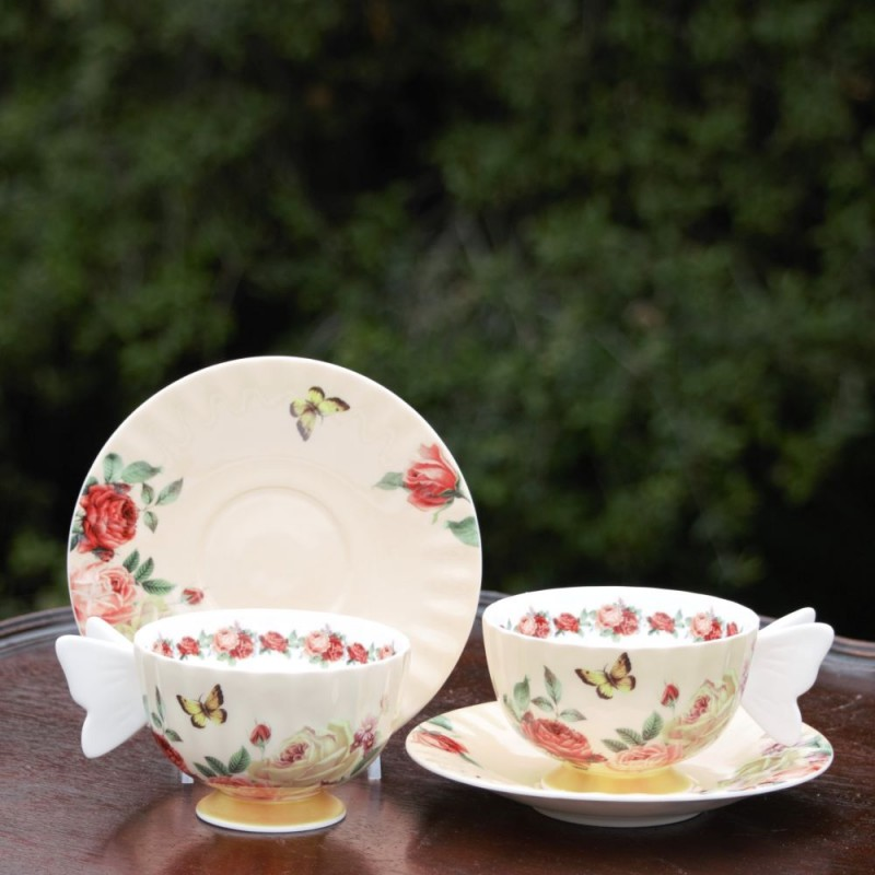 Tea Cup and Saucer Set - Butterfly Rose