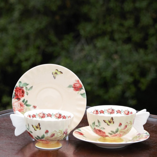 Tea Cup and Saucer Set - Butterfly Rose