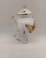 Night Light - Porcelain 14K Vintage ButterflyTeapot