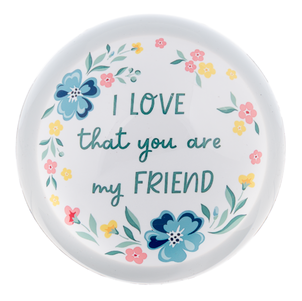 Paperweight - “I Love That” Floral Glass