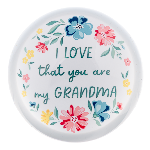Paperweight - “I Love That” Floral Glass