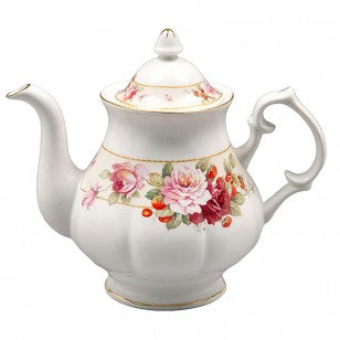 Teapot -Strawberry and Peony Floral -40floz