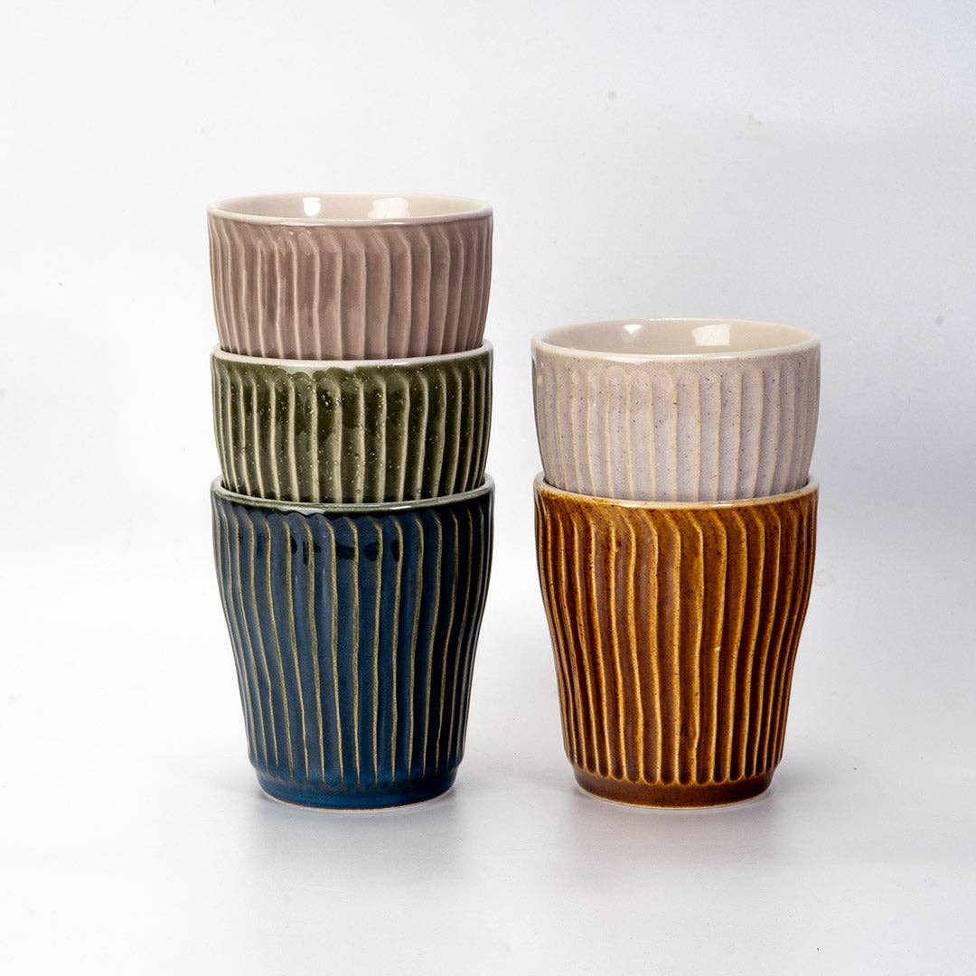 Tea Cup - Ribbed Stoneware 10oz