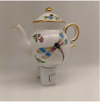 Night Light -Porcelain 14K Dragonfly Teapot - 4"