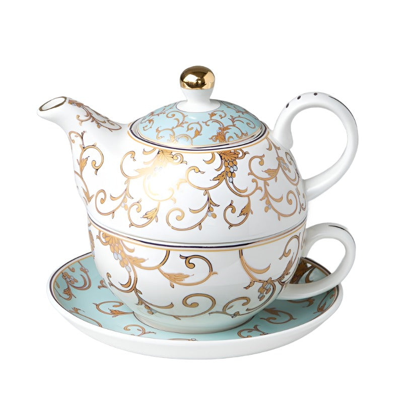 Tea For One Set with Gold Scroll