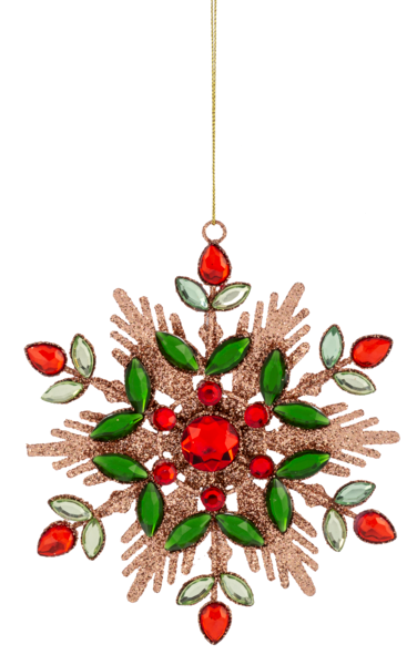 Ornament  - Jeweled Holiday Snowflake – Red & Green