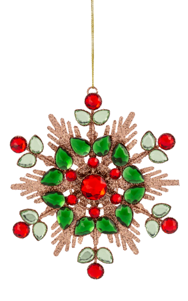 Ornament  - Jeweled Holiday Snowflake – Red & Green