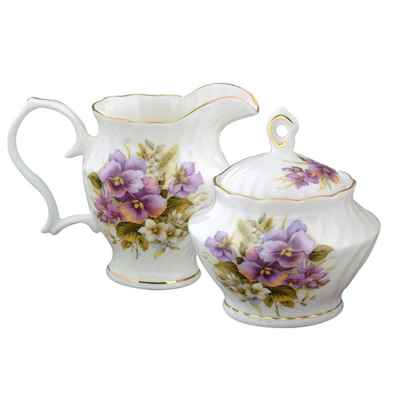 Creamer and Sugar Set - Pansy Floral