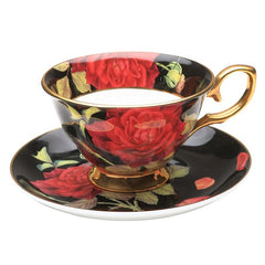 Tea Cup and Saucer Set - Red Rose