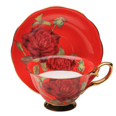 Tea Cup and Saucer Set - Red Rose