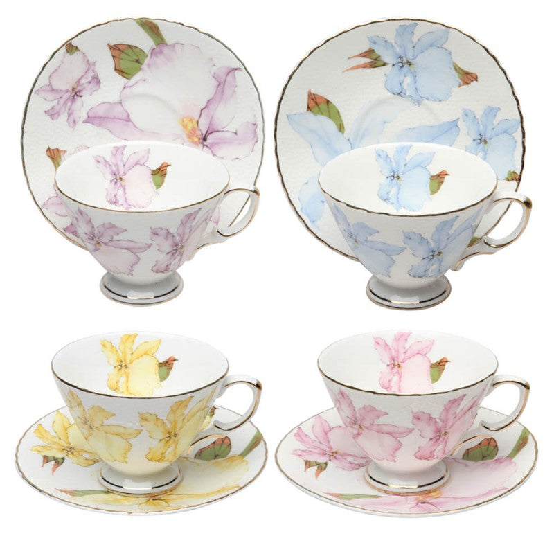 Tea Cup and Saucer Set - Floral Iris 8oz