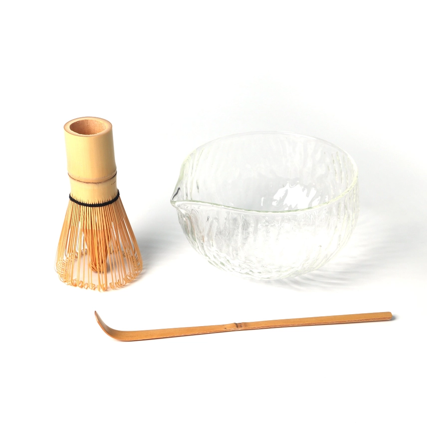 Matcha Set - Double Wall Glass Matcha Latte Bowl with Whisk and Scoop