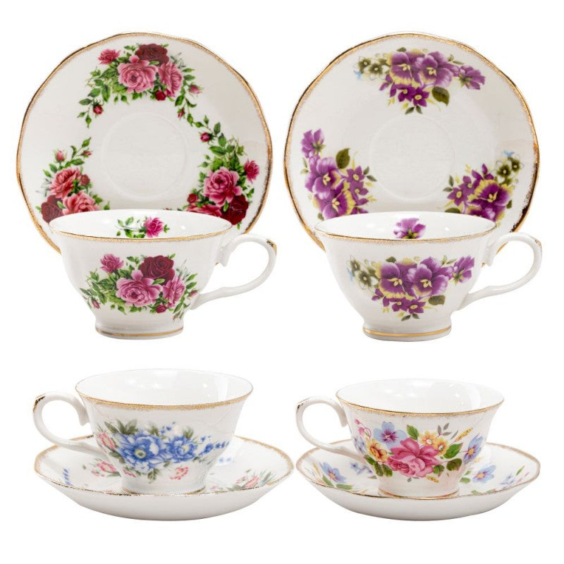 Tea Cup and Saucer Set -  Vintage Floral 8oz