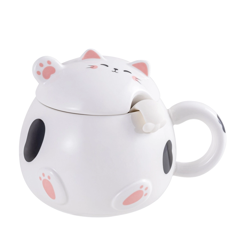 Mug - Whimsy Cat 15oz With Lid and Spoon