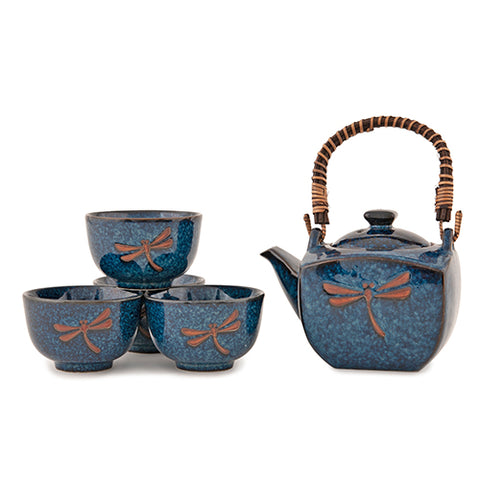 Japanese Tea Set- Blue Dragonfly