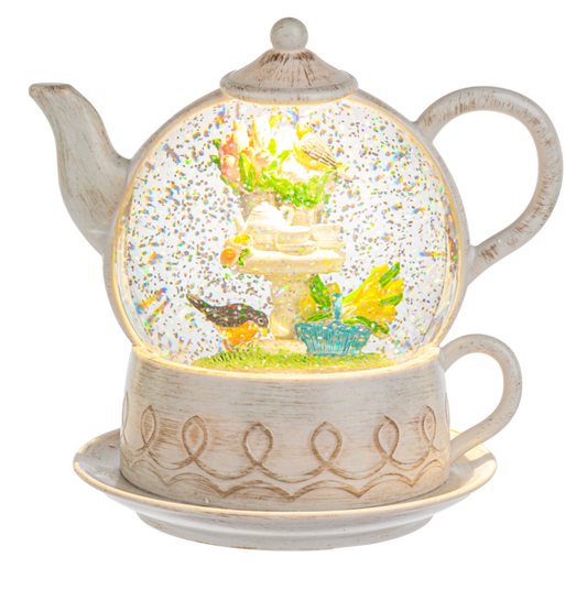 Teapot LED Light Up Shimmer Snow Globe