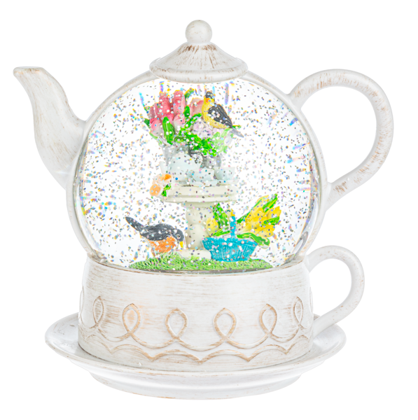 Teapot LED Light Up Shimmer Snow Globe