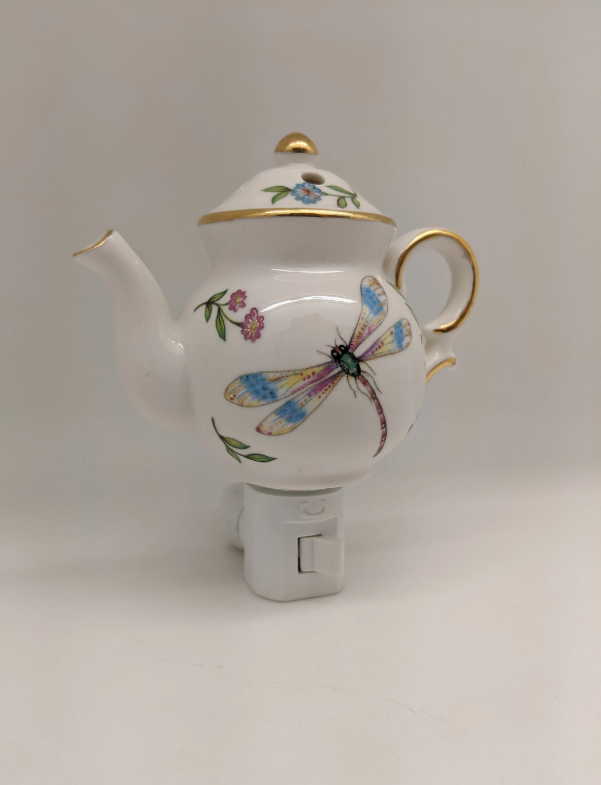 Night Light -Porcelain 14K Dragonfly Teapot - 4"