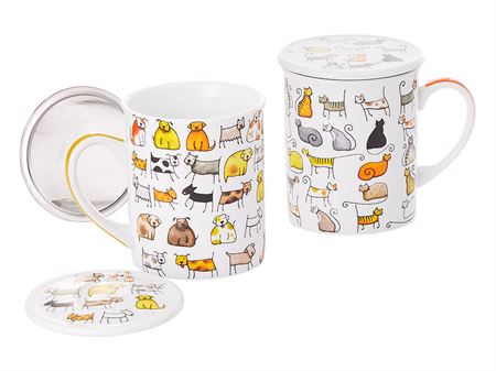 Brew-In Tea Mug - Cat & Dog Themed 8.5fl.oz (0.25l)