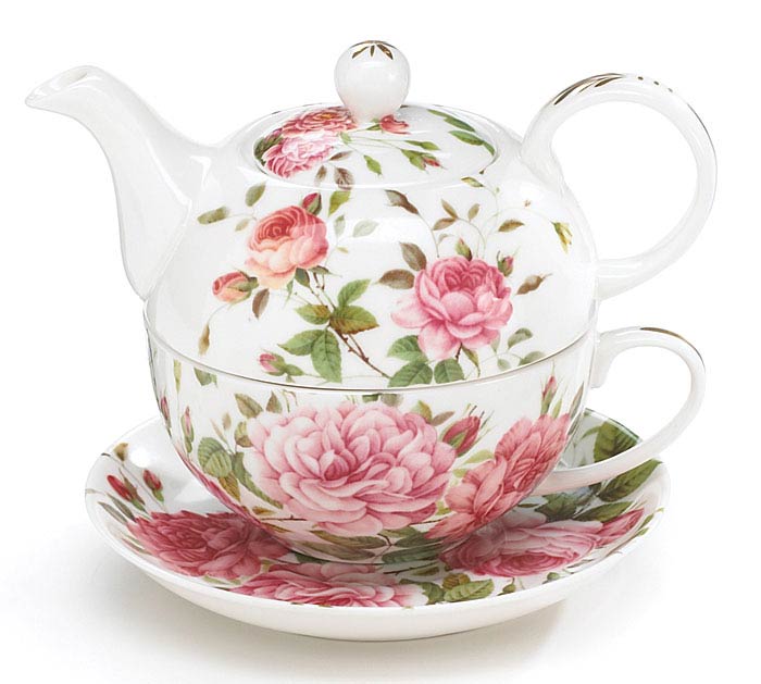 Tea Set-Saddlebrook Pink Rose Porcelain Tea Set Duo